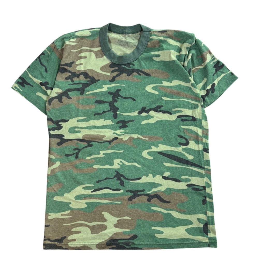 Vintage Single Stitch Woodland Camo Ringer T Shirt